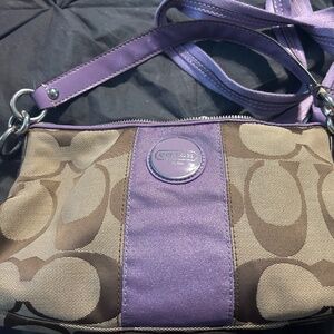 Coach Signature Crossbody Bag – Brown & Purple